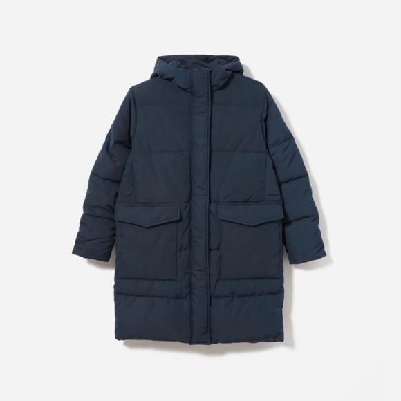 EVERLANE ReNew Long Puffer in Navy XXS - Picture 4 of 8